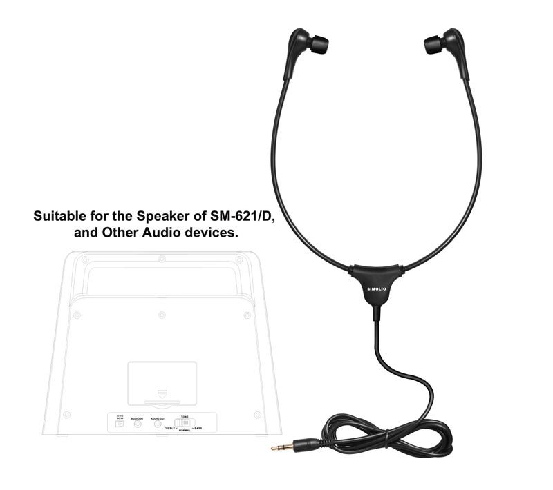 SIMOLIO Wired Noise Isolating Stethoscope Headset with Soft Eartips,Replacement Under-Chin Earphone for Wireless TV Speaker SM-621 SM-621D for Quiet TV Listening - Image 3